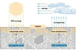 Схема температурного воздействия на пескобетон
